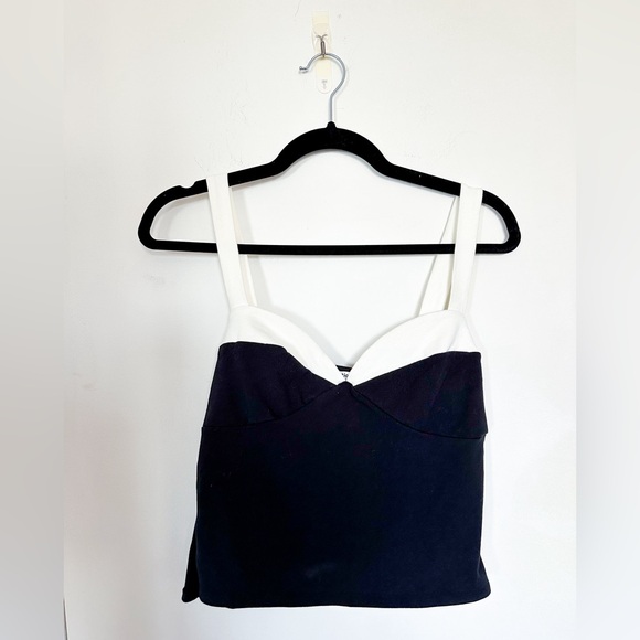 Reformation Harlan Knit Top black white peekaboo medium NWOT - Picture 2 of 9